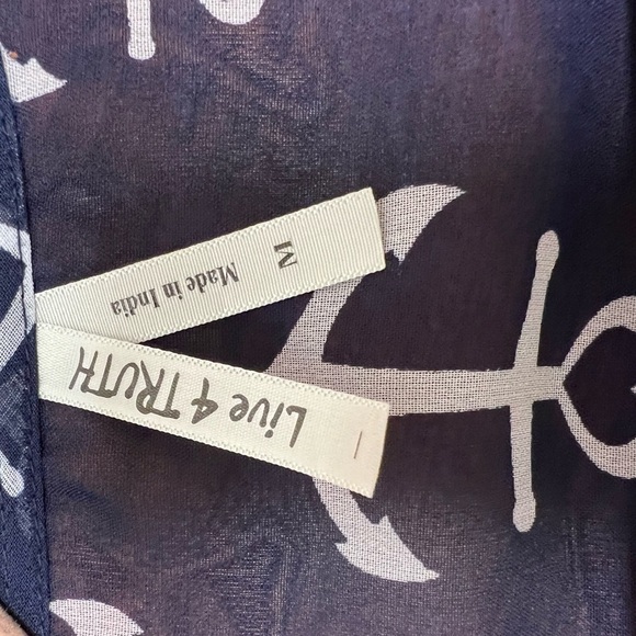 Live 4 Truth Nautical Anchor Navy And White Semi Sheer Blouse Cover  Up Size Med - Picture 5 of 10